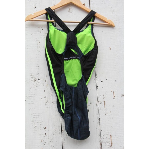 Speedo Blue and Neon Green HydroBRA One-Piece Swimsuit Women's Size 6 NEW - Picture 2 of 3